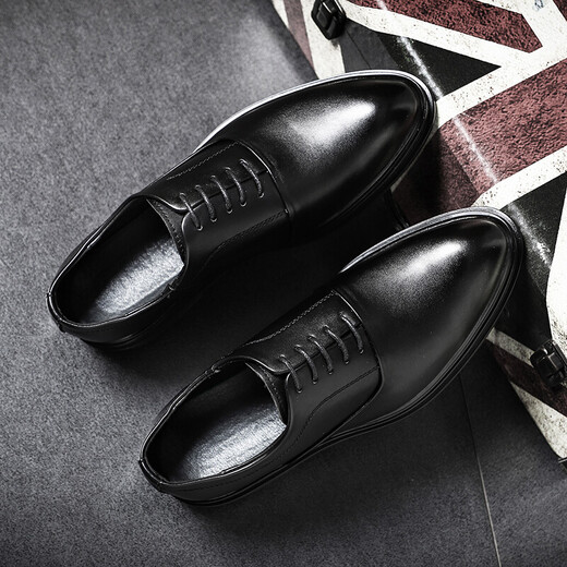 KGV leather shoes men's large size business casual versatile British style fashion workwear Korean style formal wear new trendy men's shoes black 48 leather shoe size = 49 sports shoe size.