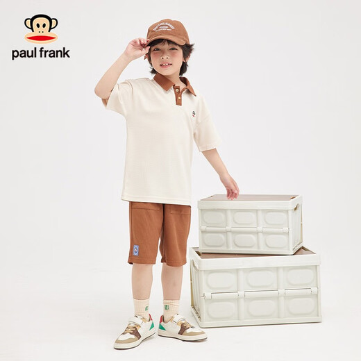 Paul Frank Ropa para niños Traje para niños 2025 Verano Verano Niños y niñas Casual Versátil Simple Mediano y Grande Jersey de Moda para niños Conjunto de Dos Piezas 272F Negro 140