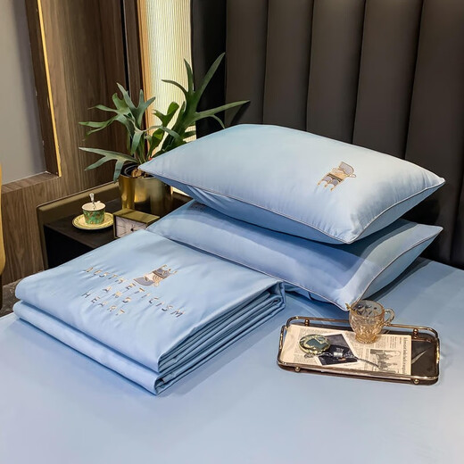 Arctic velvet infant and young grade A all-cotton soy fiber quilt air-conditioned quilt pure cotton summer quilt single double quilt core summer cool quilt Austrian blue 1.5x2.0m summer quilt four-piece set (summer quilt + bed sheet + pillowcase *2