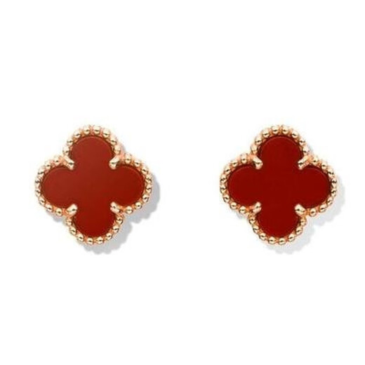 Yuyun non-fading pure 999 silver four-leaf clover earrings for women, rose gold earrings, temperament ear buckles, ear claps, practical and heart-warming wife ear claps - rose gold, black onyx 1.5