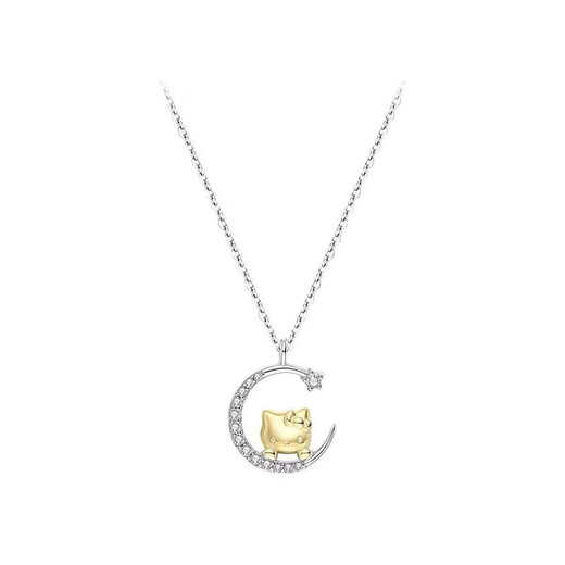Mansheng kitty cat necklace female student Hello Kitty clavicle chain best friend pendant Valentine's Day birthday gift for girlfriend necklace bow gift box