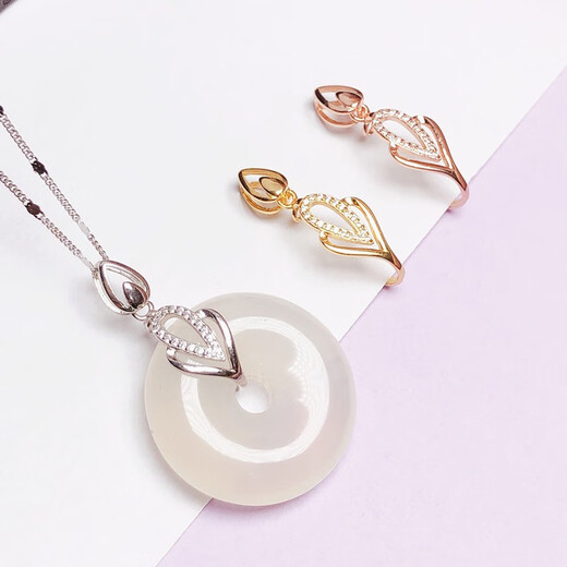 18k gold plated pendant, universal buckle, gold safe buckle clip, jade jade buckle necklace with white gold