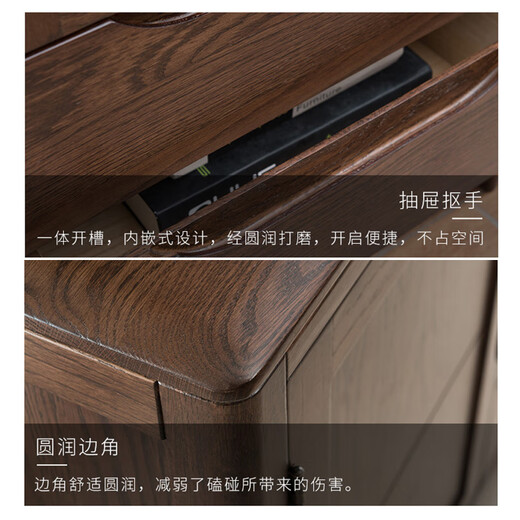 Womu Solid Wood Side Cabinet American Solid Wood New Chinese Restaurant Cabinet Simple Cupboard Modern Side Cabinet with Door Side Cabinet [FS-1104 New]