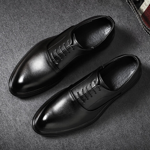 KGV leather shoes men's large size business casual versatile British style fashion workwear Korean style formal wear new trendy men's shoes black 48 leather shoe size = 49 sports shoe size.