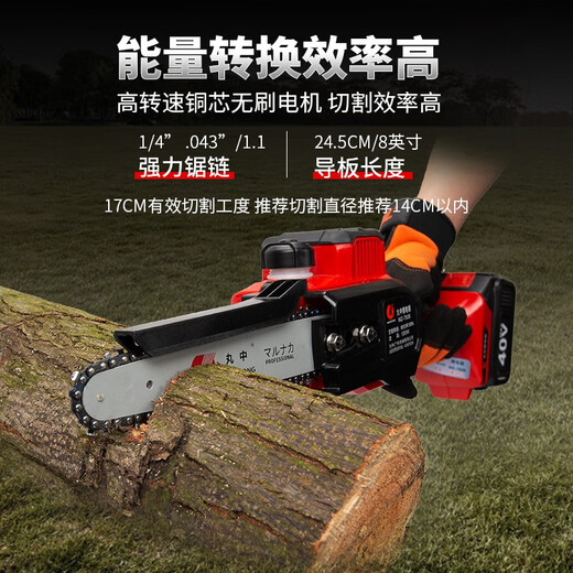 丸中（WANZHONG）充电式手持链锯家用锂电单手锯便携式户外电动修枝伐木 WZ-753S单手锯