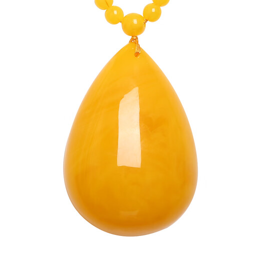 Autumn Marks Chicken Fat Yellow Beeswax Water Drop Pendant Necklace for Men and Women Same Style Natural Raw Stone Amber Old Wax Sweater Chain Pendant Chicken Fat Yellow Water Drop