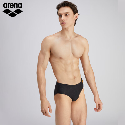 Arena swimming trunks Xu Jiayu's same style men's triangle swimming trunks sports dark pattern high elastic surfing triangle swimsuit to prevent embarrassment black (BLK) M