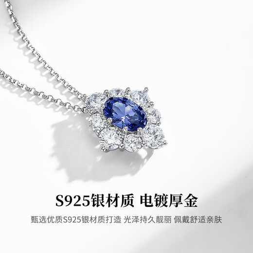 Gagia 925 Silver Tanzanite Blue Gemstone Necklace for Women Light Luxury Pendant Silver Clavicle Chain Holiday Birthday Gift Tanzanite Blue Gemstone Necklace + Light Luxury Gift Box