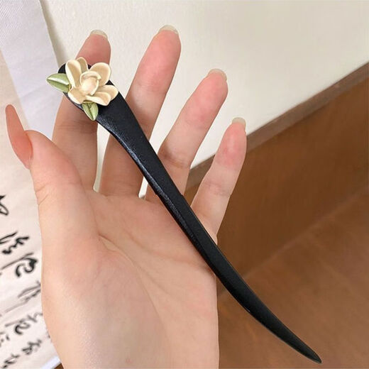 Green orchid headdress, wooden hairpin, hair ornament, ball head, Chinese style cheongsam accessories, tea dress hairpin, gift for wife on Chinese Valentine's Day, 1 piece of gardenia flower