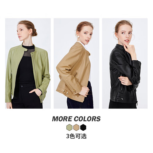 Navigare 意大利小帆船女士真皮皮衣秋冬款小立领羊皮机车服X2236700091 黑色 M 