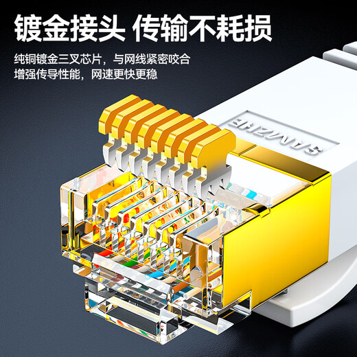 
Shanze (SAMZHE) Category 7 network cable CAT7 flat pure copper shielding engineering network cable 10 Gigabit computer broadband household finished product jumper flat line White 1 meter CAT-701A