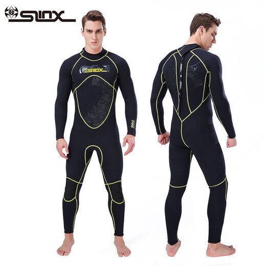 SLINX one-piece men's 3mm Serex warm and super elastic wear-resistant wet suit wetsuit surfing suit jellyfish suit swimsuit black S