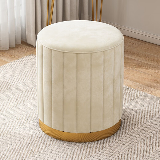 Receive Cat Round Stool Home Makeup Stool Round Stool Bedroom Modern Simple Storage Storage Makeup Chair Low Stool Dressing Stool Beige Basic Model 43*34cm Skin Velvet