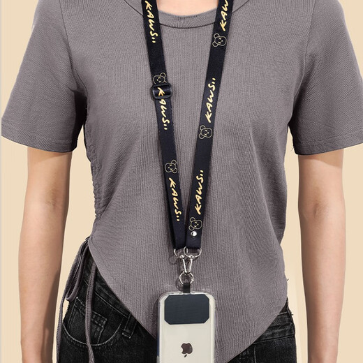 Uston mobile phone lanyard mobile phone chain halter crossbody carryable mobile phone case lanyard chain strap shoulder strap crossbody sling strong pendant wide version anti-lost artifact patch clip adjustable KWAS black bear crossbody/hangerneck | adjustable length