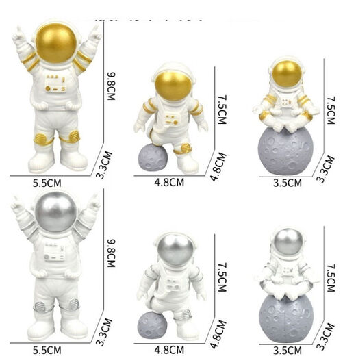 Baiyuan Astronaut ornaments cute model small spaceman home living room desktop decoration ornaments birthday gift starry sky blue four-piece set
