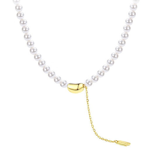 Gin Chie Imitation Pearl Necklace for Women 2025 New Broken Silver Pendant Jewelry Valentine's Day Birthday Gift for Girlfriend Acacia Pearl Necklace/Beads Exquisite Gift Box