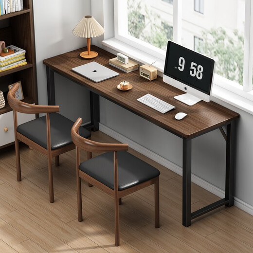 Min Yu Long Table Narrow Table Home Long Table Work Table Simple Desk Simple Computer Desk Writing Desk Rectangular Table Double Layer Warm White + White Frame 120cm