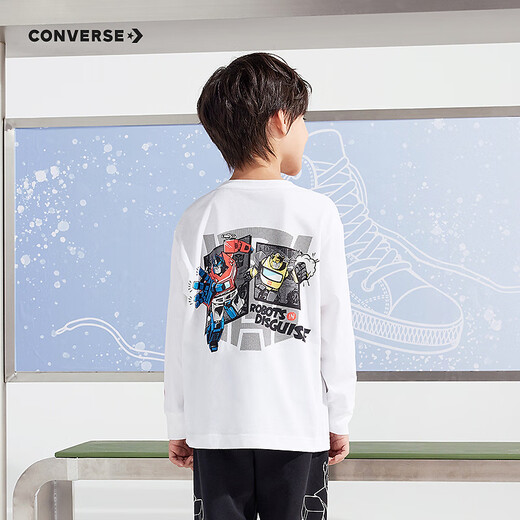 Converse【变形金刚联名】匡威儿童装秋季打底衫男童长袖T恤CNVB-LS-G689 纯白色 130 /64 【建议身高116-122cm】