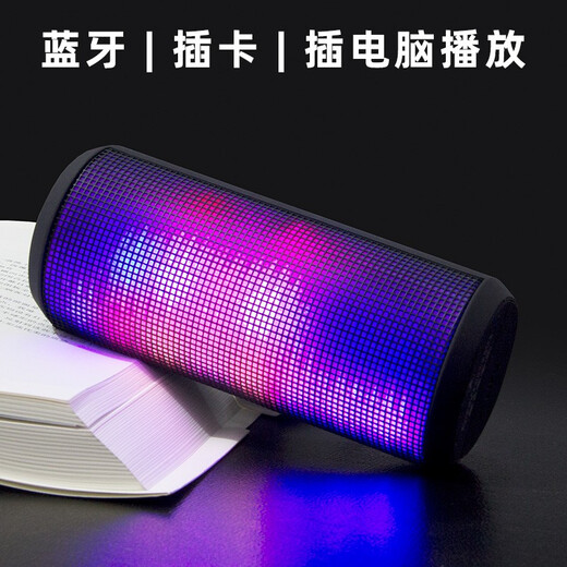 ROYQUEEN T900mini Bluetooth speaker portable mini small card-able outdoor small audio mobile phone wireless stereo bright light subwoofer internet celebrity glowing audio Charming black Official standard data cable + audio cable + hook