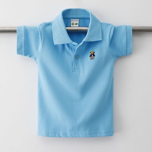 Camiseta para niños Camisa de solapa de verano de manga corta Polo de la solapa de verano Ropa para niños 2024 Nuevo estilo de collar gris de media manga para niños de tamaño mediano de tamaño mediano (684) 150