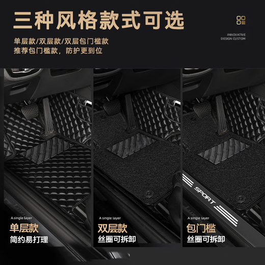 Baitaikang Peugeot 307 logo 301 308 4008 508L 5008 2008 301 fully encircled car foot pad [black red line + black silk ring] bag threshold model Peugeot model custom