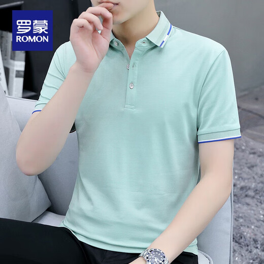 Romon Polo Men's Shirt T-shirt à manches courtes T-shirt masculin Floor Coton Trend 2023 Top Clothes Summer Men's Awird Half à manche T-shirt 5012 blanc 2xl (adapté à 145-160jin [Jin est égal à 0,5 kg]