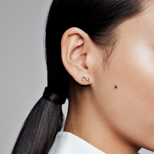 PANDORA Shining Eternity Symbol Earrings Rose Gold Exquisite and Compact Premium Birthday Gift for Your Girlfriend