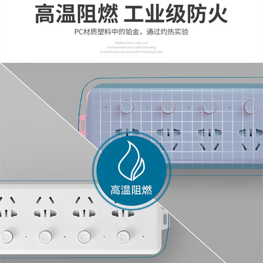New national standard 8-position sub-control switch socket with child protection door multi-hole plug board 7-position USB charging plug-in board Gongya multi-function drag strip 028 model sub-control 8 plugs white wire length 0.8 meters
