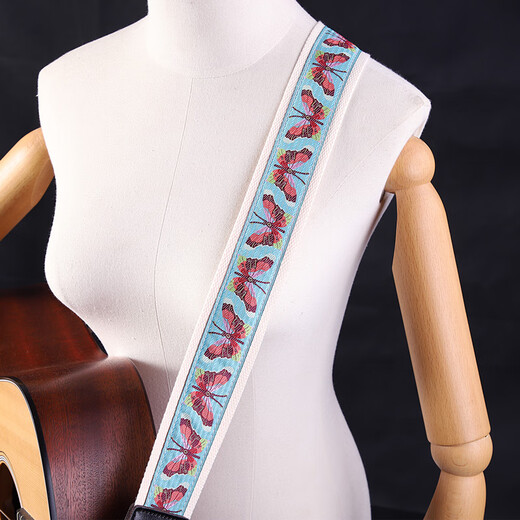 Shanbeis Persönlichkeits-Schmetterlings-Gitarrengurt, literarische Windelektrik-Gitarrengurt, Ukulele-Gurt, benutzerdefinierte Gitarrengurt, Ukulele-Modell (3,8 cm breit)