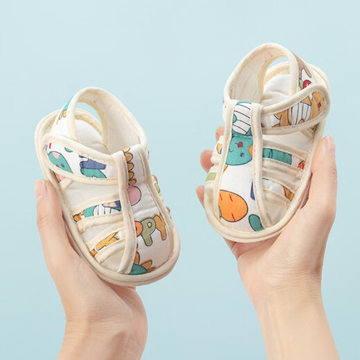 
Midur summer baby foot protection shoes 0-1 year old breathable and comfortable pure cotton cloth shoes soft sole non-slip baby sandals not falling off 2 Daidai Bear (sandals-cotton cloth) 12 Inner length 12cmM (recommended June-December)