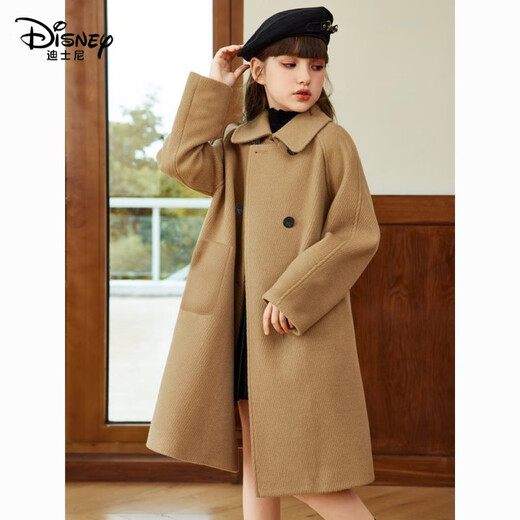 
Disney (DISNEY) Girls' Handmade Cashmere Coat High-end Woolen Coat Children's Woolen Coat Autumn and Winter 2023 New Trench Coat Jacket Khaki 150