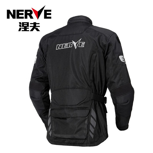 NERVE motorcycle riding clothing suit men's four-season heavy motorcycle clothing full set anti-fall waterproof warm winter top black (size too large) XL