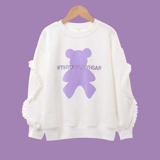 Yoyo Ein neues Mädchenanzug modischer und modischer Frühlings- und Herbst -Kinder -Sportkleidung Mädchen Sweatshirt Big Children Frühling 4882 Weiß + 15063 Lila 160 cm