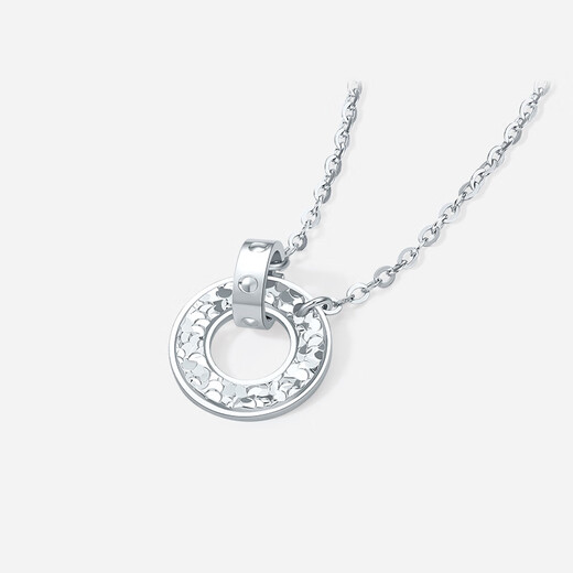 Saturday Fortune (ZLF) PT950 platinum pendant for women, sparkling geometric ring necklace for girlfriend, 40+5cm-3.28g