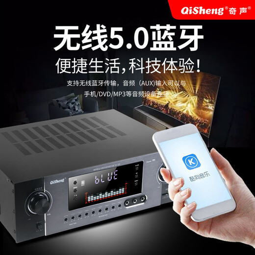 奇声Q8新款功放机家用大功率专业KTV音响发烧hifi舞台蓝牙公放器高端2.1定阻家庭影院数字公放器 蓝牙HIFI旗舰无损版+光纤同轴