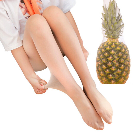 Langsha Pineapple Socks Women's Hook-Resistant Leggings Summer Ultra-Thin Invisible Sexy Black Silk Flesh-colored Internet Celebrity Anti-Exposed Pantyhose Skin Color 4 Pairs [Pineapple Socks]
