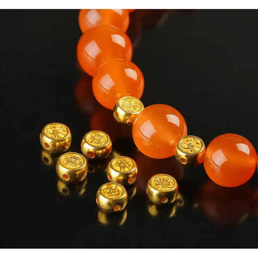 Tris 18k gold ancient gold peace and joy separation beads zodiac year diy handmade jewelry accessories hand rope bracelet bracelet with beads front and back joy model/single