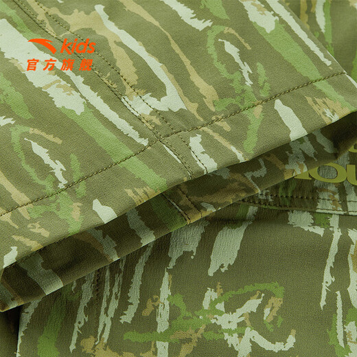 ANTA children's shirts for boys and girls 2024 spring and autumn new trendy full-print outdoor versatile shirt short leather green/full print-2 160 cm