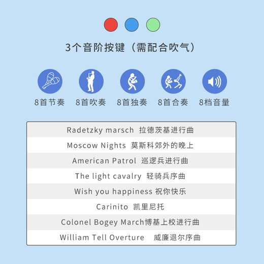 Baoli宝丽儿童玩具小喇叭可吹奏仿真音乐乐器男女孩3一6岁宝宝生日礼物 1802绿色