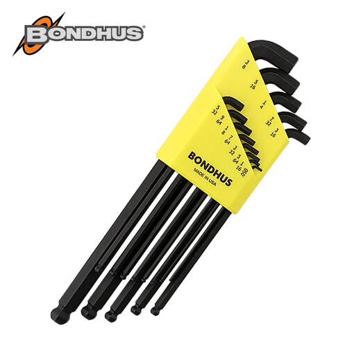 
BondHUS (BONDHUS) American metric imperial ball head short elbow hex wrench short tail set lengthened 16792 ball head 1.5-6mm white 7-piece set