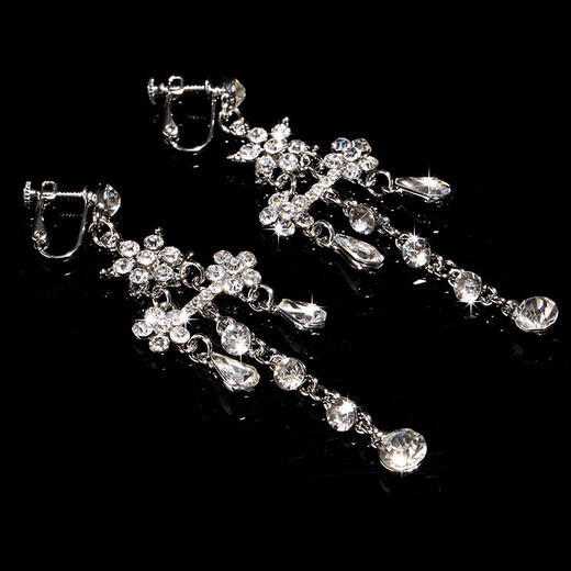 Rongxia Korean exquisite bridal jewelry necklace and earrings set party dress wedding dress diamond jewelry silver necklace + ear needles