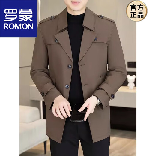 ROMON windbreaker men's short casual coat lapel youth handsome 2025 autumn and winter new coat men's 76 styles black plus velvet plus thicker L recommended 110-125 Jin Jin equals 0.5 kg