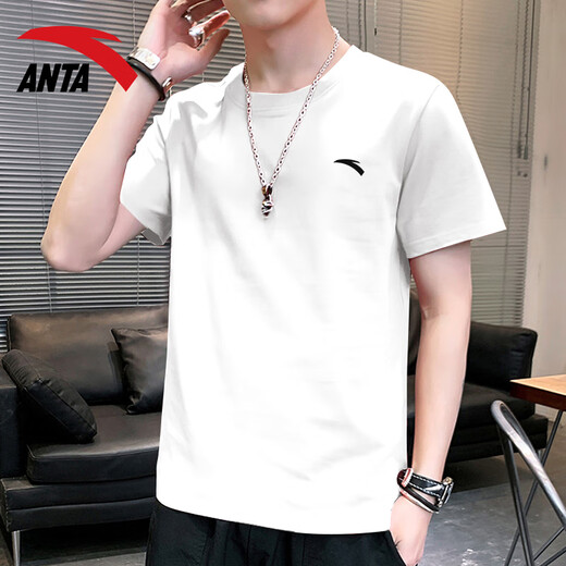 安踏（ANTA）短袖t恤男装冬季轻薄透气冰丝速干衣宽松大码跑步健身休闲运动服 -8柚红色 L /175