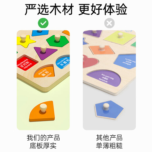 
Jayati hand-grabbing puzzle Montessori early education toy panel children's cognitive matching one and a half year old baby baby building blocks [12 pieces set] Hand-grabbing part takes away [Not wrapped