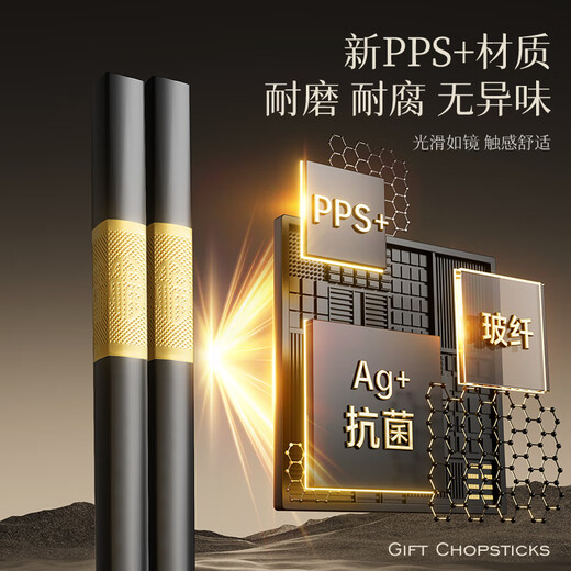 Double gun kitchen goodies antibacterial Jinfu alloy chopsticks household paint-free wax-free pps chopsticks and tableware set 10 pairs