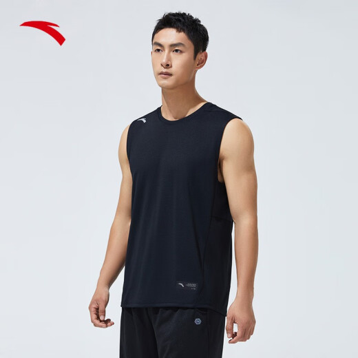 ANTA Quick-drying Vest丨Men's Breathable Sports Vest 2024 Summer Fitness Sleeveless Top Morning Exercise Wear Basketball Smock [Fitness] Basic Black-2XL/Male 180