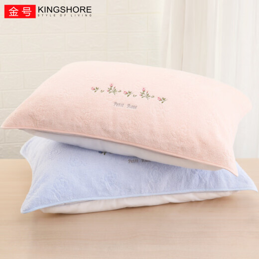 Gold number plain embroidered cotton pillow cover, soft and breathable single pillow cover, 2 pack blue 50*80cm