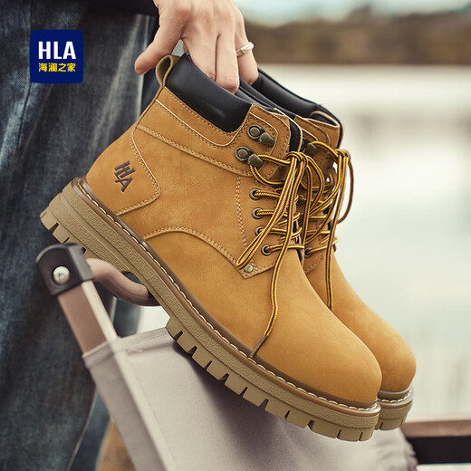 HAILAN MAISON HLA BOOTS Rétro Trendy Big Yellow Boots Men confortable et polyvalent Martin Boots Men T249 Terreux Jaune 43