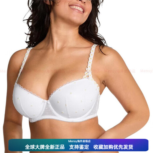 维多利亚的秘密（Victoria's Secret）轻薄网纱雏菊装饰聚拢文胸 女款 白色 白色 75A