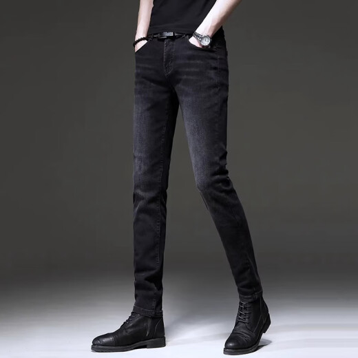 Westtour -Jeans Männer 2025 neue Hosen Männer Trendy Retro kleine Fußmännerhosen Stretch Casual Hosen Männer angepasst 1049 Grau xxs 32